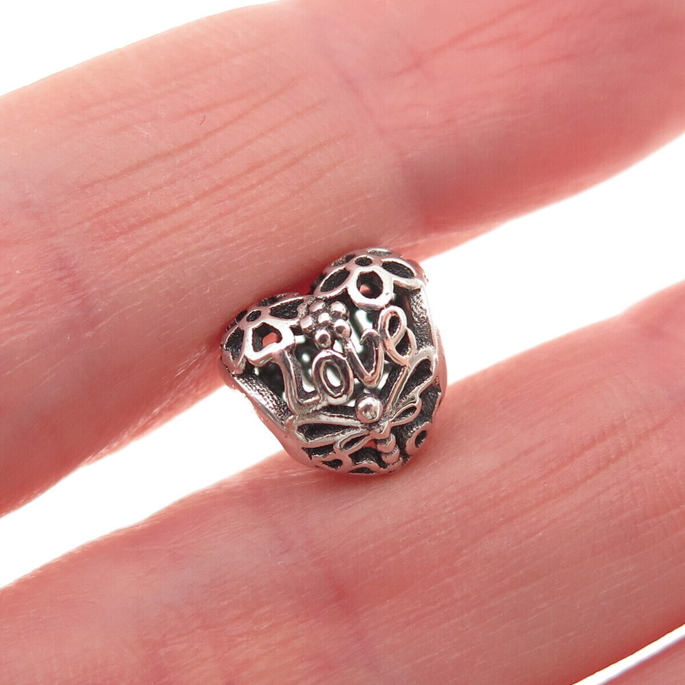 Pandora 925 Sterling Silver Promise of Spring Love Heart Slide Bead Charm